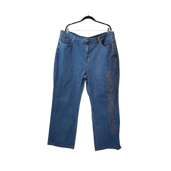 🎁Ashley Stewart Plus Size Jeans with Embellishments Size 22 - Picture 1 of 7